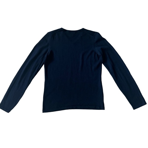 HENRI BENDEL Vintage Extra Fine Merino Wool Black V-Neck Sweater Classic Size M - Picture 11 of 13